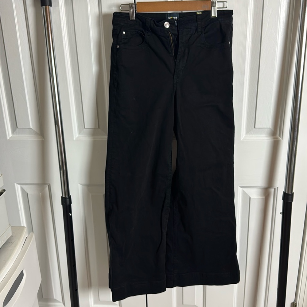 Maeve Anthropologie The Colette Black wide leg cropped Pants Jeans 28